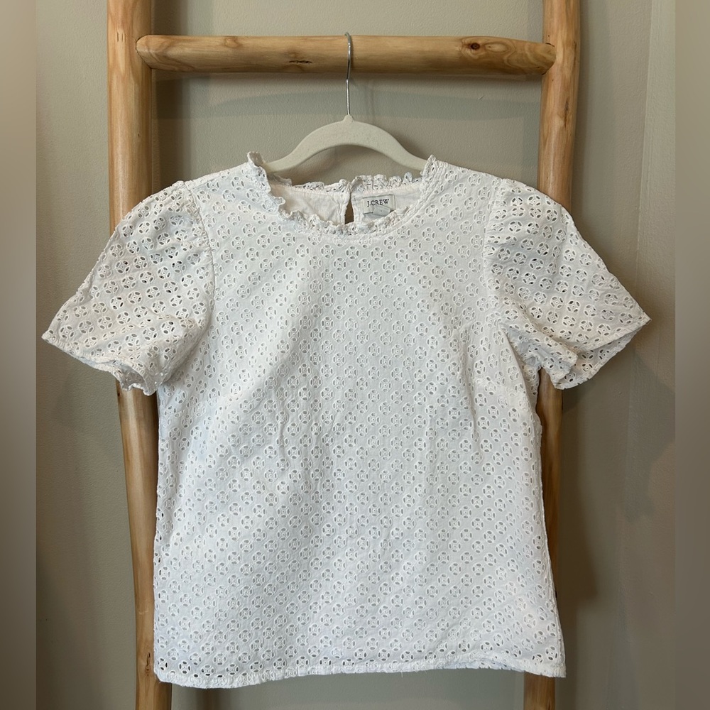 J. Crew White Eyelet Top